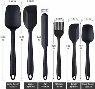 GREENPORT Silicone Spatula Sets of 6 Pcs 100% Food Grade Silicone (Black) Non-Stick Non-Stick Spatula