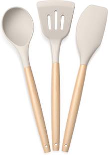 Panca Spatula Set of 3 with Wooden Handle for Cooking and Mixing Non-Stick Spatula