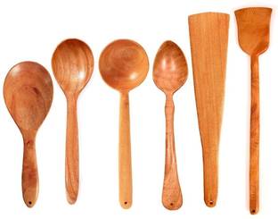 The Indus Valley Neem Wooden Handmade Flip/Spatula/Ladle for Cooking,Mixing, Serving Food, Gravy Wooden Spatula