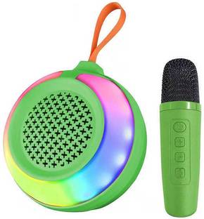 WOOS New trending mini karaoke speaker with wireless mic, inbuilt RGB 15 W Bluetooth Home Audio Speaker