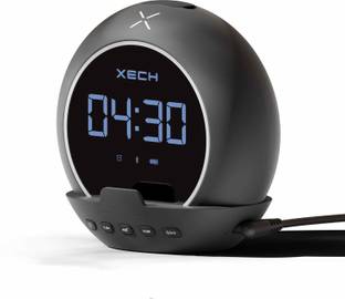 xech Digital LED Alarm Clock with Phone Holder Ellipse Black Clock