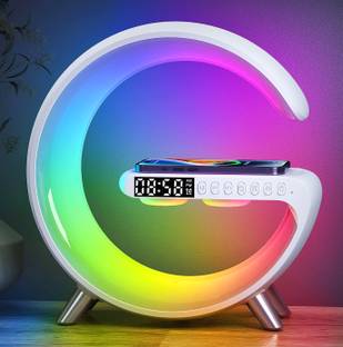 Harjio Table Lamp RGB Bluetooth Speaker with 15w Wireless Charger,Digital Clock 5 W Bluetooth Home Audio Speaker