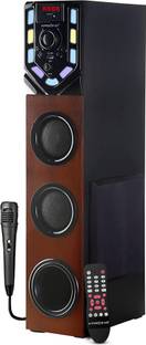 KRISONS Tallboy Tower Speaker With Wired Mic|Bluetooth ,USB, AUX, LCD Display, 90 W Bluetooth Home Theatre