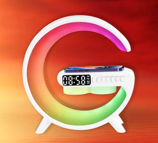 Harjio G Shape Bluetooth Speaker-FancyLight with 15w Wireless Charger, Alarm Clock 5 W Bluetooth Laptop/Desktop Speaker