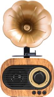 Walrus Gramophone Bluetooth Speaker With 3-6 Hour Playing Time, Built-In Mic, Handsfree Call, Aux Line, Usb Flash Drive, Micro Sd Card, Hd Stereo Sound And Bass 6 W Bluetooth Laptop/Desktop Speaker