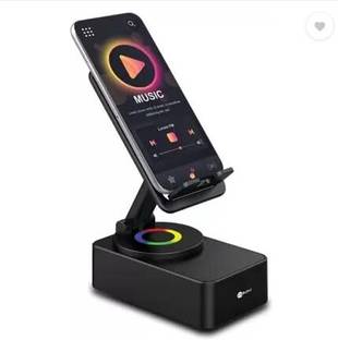 ULTRABYTES Phone Stand with Wireless Bluetooth Speaker, 3 in 1 Mobile Phone Holder Stand 10 W Bluetooth Speaker