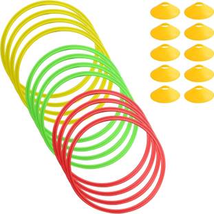 YMD Agility Ring Ladder Pack Of 12 With 10 Disc Cones Hoop Set