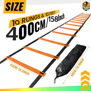Leosportz Agility Ladder 4 meter Speed Training Ladder with 10 Adjustable Rungs Speed Ladder
