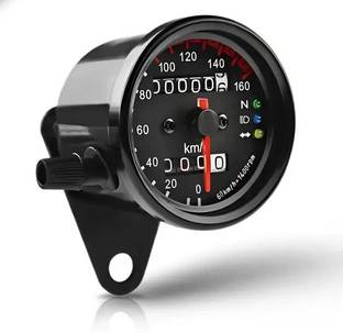 ASRYD Dual Odometer Speedometer LED Backlight Neutral Headlight Turn Signal Indicator Analog Speedometer