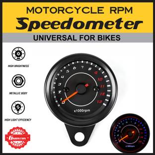 OBEROI'S TRADERS Motorcycle Stainless Steel RPM Speedometer With Led Backlight Analog Speedometer