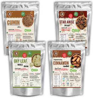 Brew Lab Sabut Garam Masala Packet Combo Cumin, Star Anise, Bay Leaf, Cinnamon-100g X 4