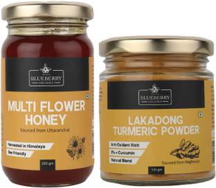 MLSPL BLUEBERRY ORGANICS Lakadong Turmeric 100g + Multi Flower Honey 250g