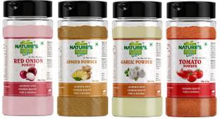Nature's Precious Gift Onion Powder 100 gm, Ginger Powder (Adrak/Sunth) 100 gm, Garlic Powder 100 gm, Tomato Powder 100 gm - for Cooking & Seasoning, Pure & Natural Powder - [Super Saver Combo Pack]