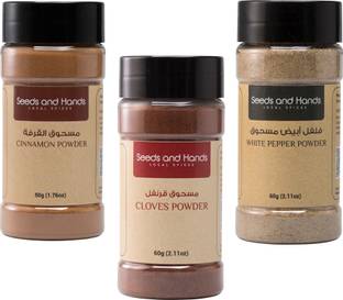 Seeds And Hands Spices Combo Cinnamon Powder , Cloves Powder , White Pepper Powder