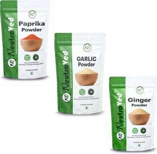 NeutraVed Ginger ,Garlic, Paprika Powder Combo 100% Pure Spice | Ready to use