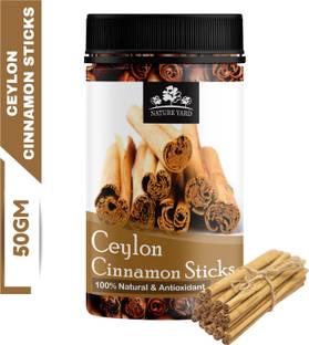NATURE YARD True Ceylon Cinnamon Sticks / Organic Srilankan Dalchini - 50gm - Genuine Original Imported Quills For Weightloss And Cooking