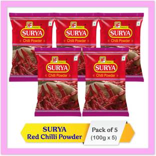 Surya Chilli / Mirchi Powder 100g; Pack of 5 (100g x 5)