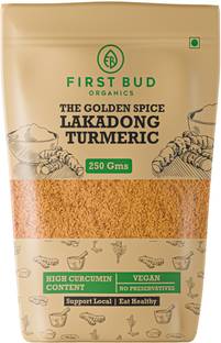 First Bud Organics Lakadong Turmeric Powder High Curcumin Content Sourced Jaintia Hills Meghalaya.