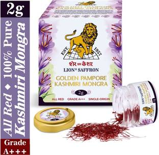 LION Saffron 2g Grade A+++ Kashmiri Mongra Kesar Saffron For Pregnant Women & Cooking