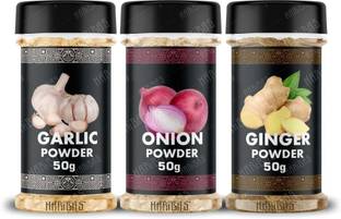 HARIBAS Combo Onion Powder, Garlic Powder & Ginger Powder 50gm Each For Cooking & Baking