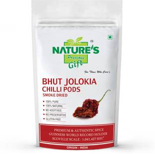 Nature's Precious Gift Bhut Jolokia / Ghost Pepper Chilli Pods (Smoke Dried) - 30 GM