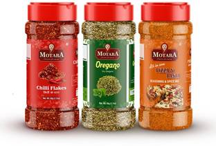 motaba masala Flakes Combo Pack Chilli Flakes 50g, Dry Oregano 50g & Pizza-Pasta Seasoning 70g