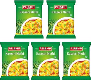 Pushp Brand Kasuri Methi Pouch (Pack of 5, 100g in each pack)