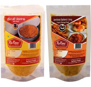 nanees' foods Idly Chilli Powder & Dry Coconut/Copari Idly Chilli Powder Combo | Idly Dosa Chutney Powder Combo