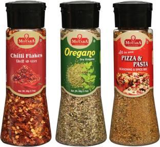 motaba masala Flakes Combo Pack Chilli Flakes 50g, Dry Oregano 50g & Pizza-Pasta Seasoning 70g