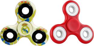 PREMSONS Fidget Spinner 608 Four Bearing Ultra Speed Tri-Spinner Hand Spin Toy, White/Black with Fidget Spinner, White/Blue