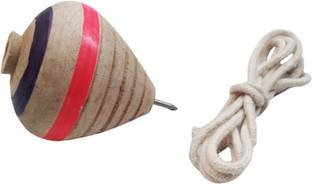 Jiyansh Traders 1 Piece Wooden Lattu Spinner Toy _ Wooden Round Spinning Top With Thread