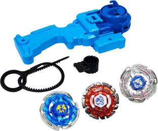 Toys N Smile Bey Blade 4 D Metal Fusion Fury Toy (Pack of 3 Bey blade) with Handle Launcher