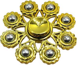 neoinsta shopping Medium size 8 sided metal fidget spinner toy for kids Yellow Color Design-7