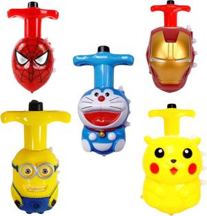 TRU TOYS Colorful Rotating Spinning Top Gyro Spinner with Light & Music, 5 Pack Assorted