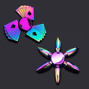 Ignite 2 Pcs Random Design Rainbow Finger Hand Spinner Fidget Spinner Toys for Kids