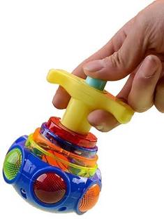 Chigy Wooh Light Up Musical Spin Top Glow in The Dark Led Spinning Peg Top Party