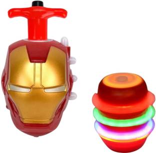 TRU TOYS Colorful Rotating Spinning Top Gyro Spinner Toy with Light Music, 1 Pack Ironman