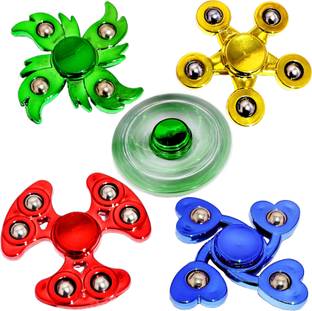 KC FAST 4 Type High Speed Metal Spinner 4 Metalic Color Fidget Spinner Kids Toy Fun Game
