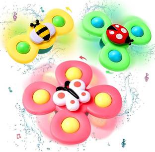 ZUNBELLA 3pcs Suction Fidget Spinner Toy for Baby Bath, Water Toys For Toddlers & Kids
