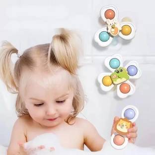 Super Toy 3 Pc Suction Fidget Spinner Bath Toy for Kids,Sensory Rattle,Birthday Gift