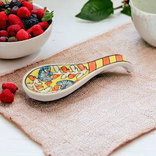RAFOLEEN Ceramic Spoon Rest Large Yellow Pack of 1 Disposable Ceramic Serving Spoon