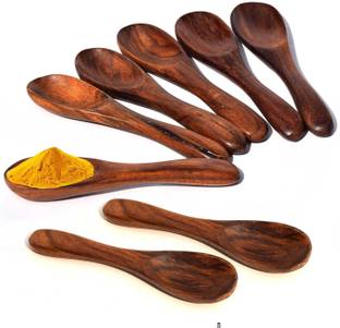 Ruby Perl Masala Ice-Cream Sugar Salt Small (10 pcs) Wooden Table Spoon,Tea Spoon,Sugar Wooden Serving Spoon Set