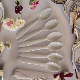 Evaware International Melamine White Spoons, Soup Spoon Safe for Eating Soup, Dal, Sweets, Ras Malai Disposable Melamine Dessert Spoon Set