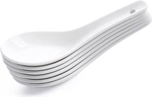 DULARIYA Ceramic Soup and Dessert Spoon, Microwave Safe Disposable Ceramic Soup Spoon Set