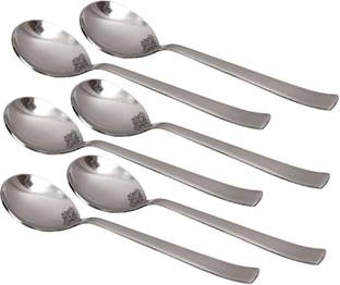 INDIAN ART VILLA Steel Matt Finish Soup Spoon - 18.28 cms Steel Serving Spoon Set