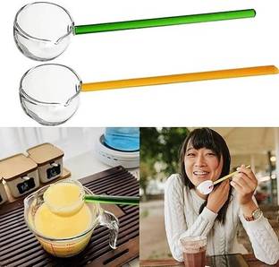 Evila Glass Stirring Spoon Crystal Clear Borosilicate Teaspoon Milk Spoon Coffee Spoon Bone China Serving Spoon