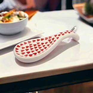 RAFOLEEN Ceramic Spoon Rest Large Red Pack of 1 Disposable Ceramic Serving Spoon
