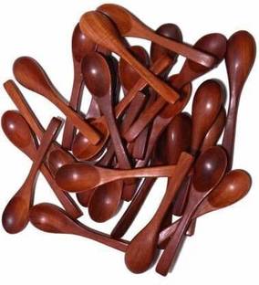 S Z Creation World 12 Wooden Masala Spoon Ice-Cream Sugar Salt Spoons Small Spoons (Pack of 12) Disposable Wooden Sugar Spoon, Cream Spoon, Coffee Spoon, Sugar Spoon, Tea Spoon