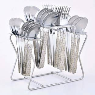 Troozy Wave cutlery set with stand holder for spoon and fork set steel set Stainless Steel Cutlery Set