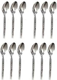 IMREX 12 Pcs Beautifully Designed Handle Stainless Steel Table Spoon Set